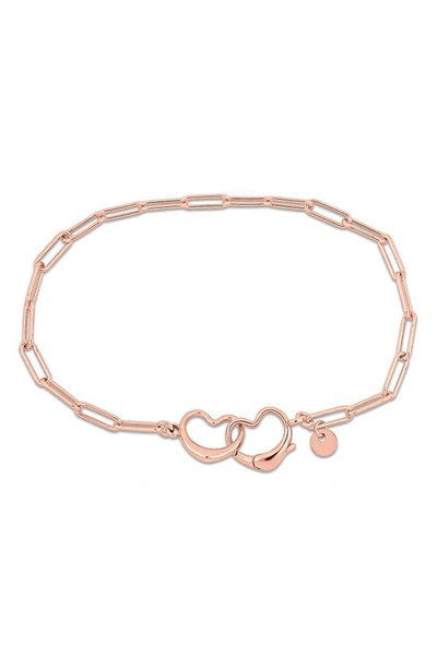 Delmar Lock & Key Paper Clip Chain Necklace In Rose