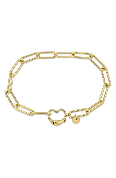 Delmar Heart Paperclip Link Bracelet In Gold