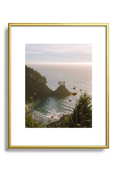 Deny Designs 'golden Coast' By J. Freemond Visuals Framed Wall Art In Gold/blue