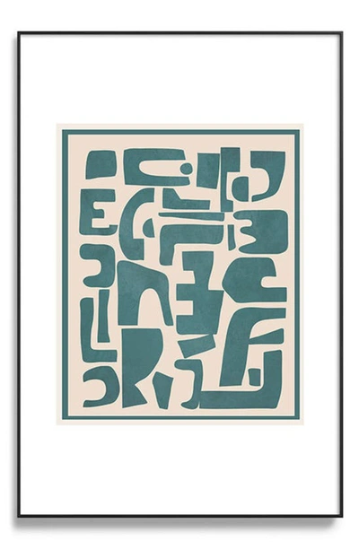Deny Designs Contemporary Framed Wall Art In Teal/ Beige