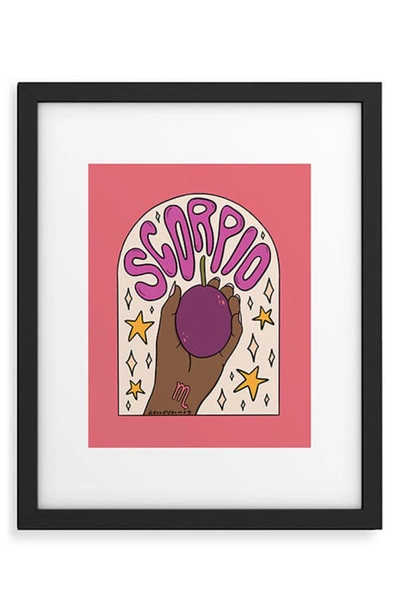 Deny Designs 'scorpio Passionfruit Doodle' By Meg Framed Wall Art In Coral