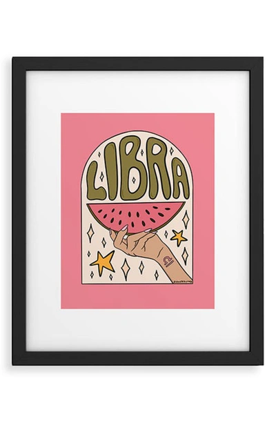 Deny Designs 'libra Watermelon Doodle' By Meg Framed Wall Art In Pink