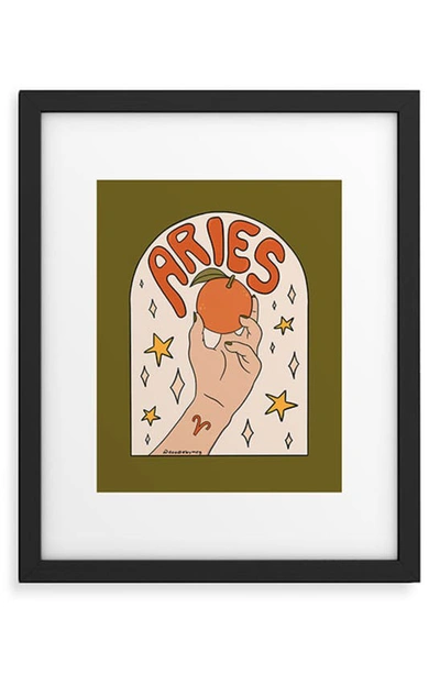 Deny Designs 'aries Orange Doodle' By Meg Framed Wall Art