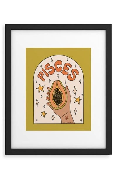 Deny Designs 'pisces Papaya Doodle' By Meg Framed Wall Art In Orange