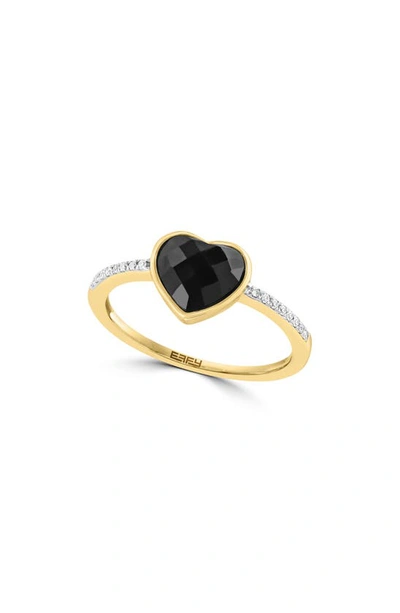 Effy 14k Yellow Gold Diamond & Onyx Heart Ring In Black