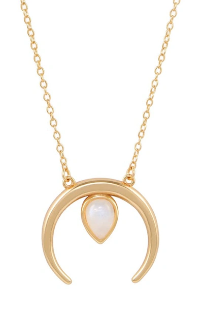 Adornia Fine Horn Floating Pear Moonstone Pendant Necklace In White/ Yellow Gold