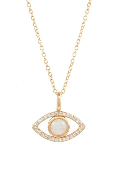 Adornia Fine Evil Eye Opal Pendant Necklace In White
