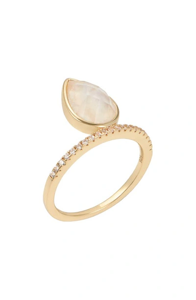 Adornia Fine Floating Pear Moonstone Ring In White