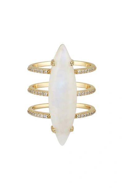Adornia Fine Marquis Moonstone Ring In White