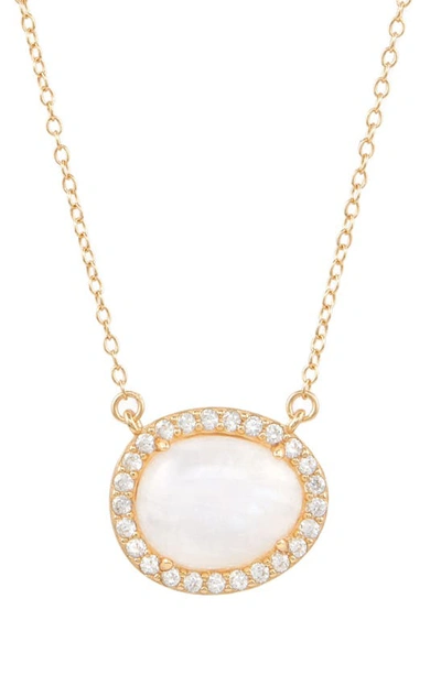 Adornia Fine Halo Moonstone Pendant Necklace In White