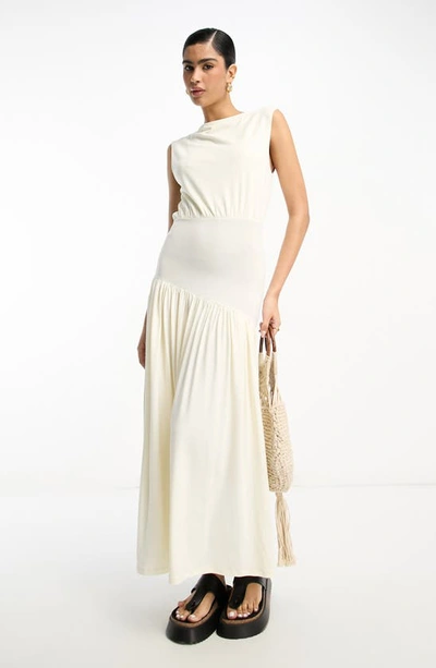 Asos Design Drape Cutout Back Maxi Dress In Cream