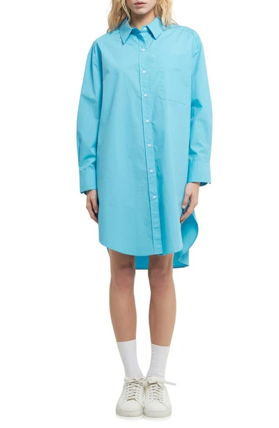 English Factory Classic Collar Shirtdress In Cerulean