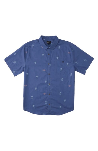 Billabong Kids' Sundays Cotton Blend Button-up Shirt In Dusty Blue