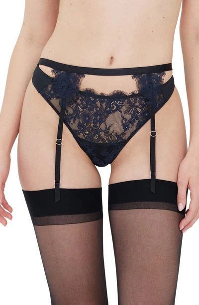 Skarlett Blue Entice Garter Belt In Black/ Night