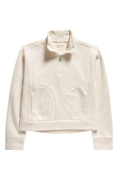 Zella Girl Kids' Korra Half Zip Fleece Pullover In Ivory Multi