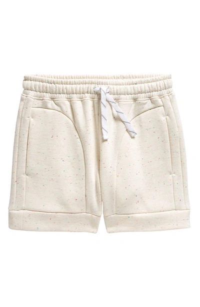 Zella Girl Kids' Korra Oversize Fleece Shorts In White Multi Neps