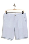 14th & Union Linen Blend Trim Fit Shorts In Blue Skyway- White Eoe
