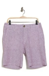 14th & Union Linen Blend Trim Fit Shorts In Burgundy Brick- White Eoe