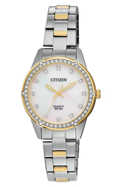 Citizen Two-tone Mother Of Pearl Dial Bracelet Watch, 30mm In Two Tone