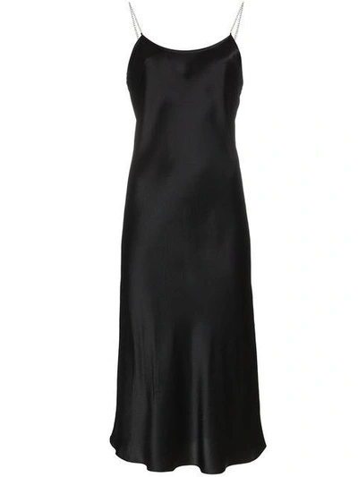Michael Lo Sordo Silk Chain Strap Slip Dress In Black
