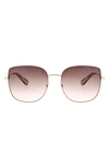 Bcbg 58mm Square Satellite Sunglasses In Shiny Rose Gold