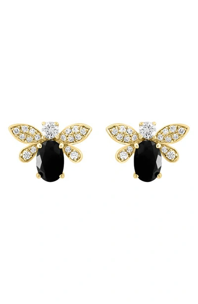 Effy 14k Yellow Gold Onyx & Diamond Bee Stud Earrings In Black