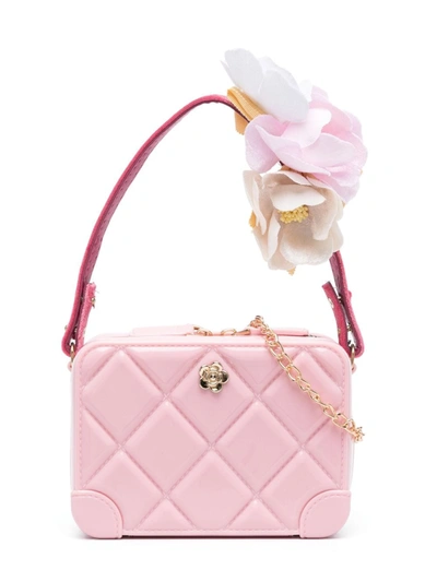 Monnalisa Kids' Floral-detail Quilted Shoulder Bag In Pink