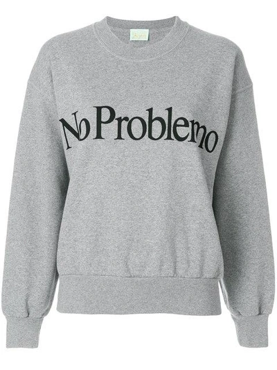 Aries No Problemo Print Sweatshirt In Grey