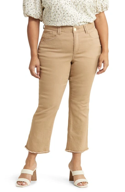 Wit & Wisdom 'ab'solution Frayed High Waist Ankle Slim Straight Leg Pants In Warm Sand