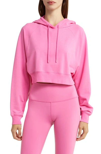 Alo Yoga Double Take French Terry Crop Hoodie In Paradise Pink