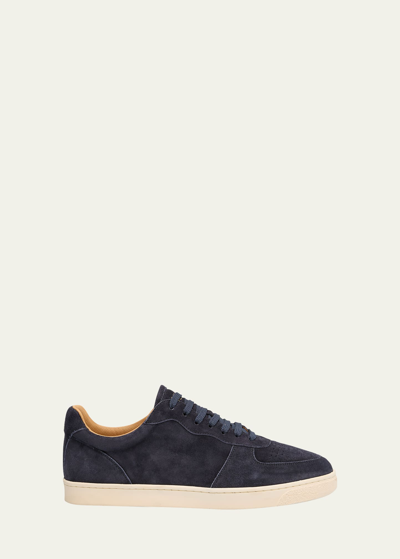 Brunello Cucinelli Men's Suede Basket Low-top Sneakers In Navy