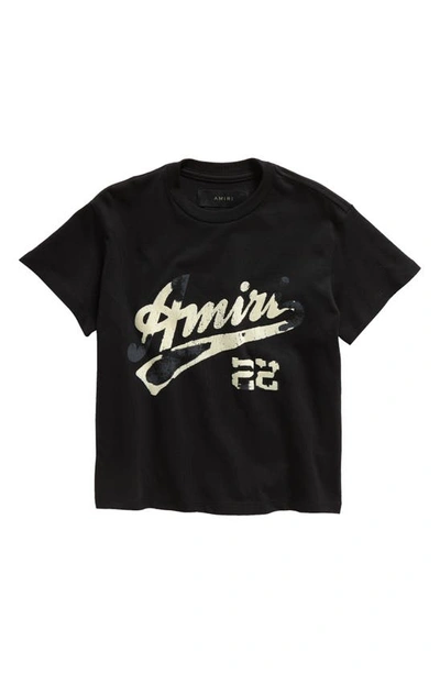 Amiri Kids' 22 Distressed Logo Cotton T-shirt In Black