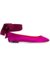 Pollini Ankle Tie Ballerina Pumps In Pink & Purple