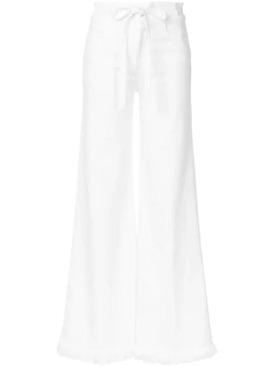 Frame Distressed High-rise Flared Jeans In White