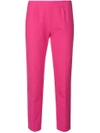 Piazza Sempione Cropped Slim Fit Trousers In Pink