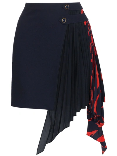 Givenchy Pleated Godet Mini Skirt In Blue