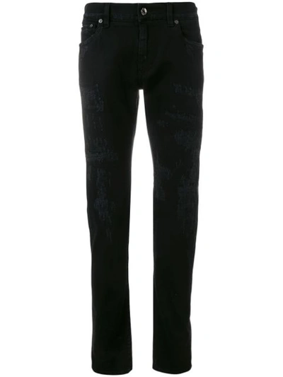 Dolce & Gabbana Slim Fit Distressed Jeans In Black