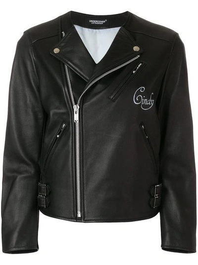 Undercover Cindy Sherman Printed Leather Biker Jacket In Black