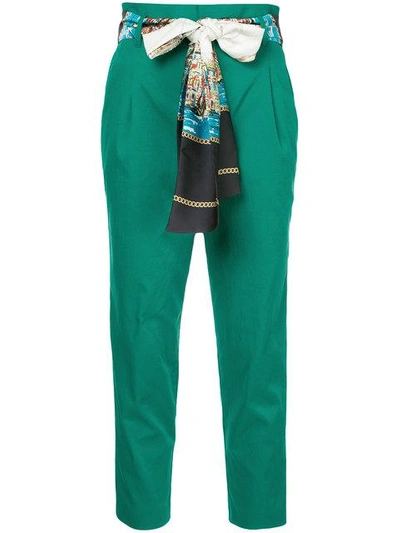 Guild Prime Print Belted Cropped Trousers In Green