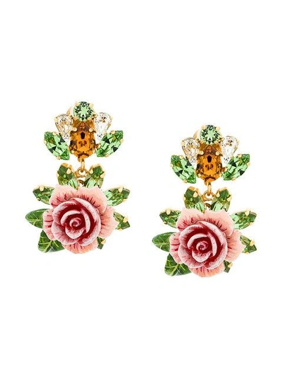 Dolce Gabbana Rose Clip on Earrings In Pink ModeSens
