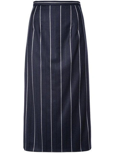 Oscar De La Renta Striped Midi Skirt - Blue