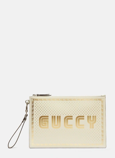 Gucci Guccy Print Pouch In White