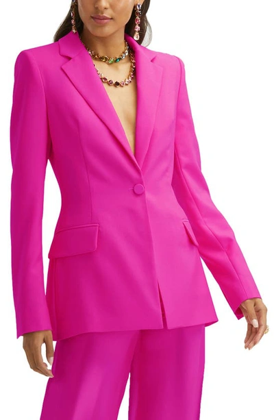 Oscar De La Renta Button Front Blazer In Fuchsia