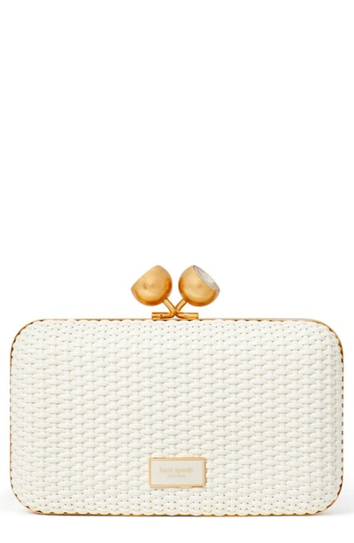 Kate Spade New York Kiss Lock Small Woven Clutch In Cream
