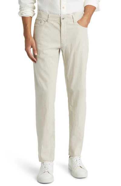 Brax Cooper Hi Flex Lino Five-pocket Linen & Cotton Pants In Bone