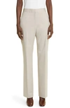 Lafayette 148 Irving Straight Leg Stretch Wool Pants In Khaki