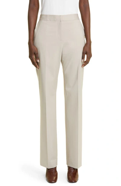 Lafayette 148 Irving Straight Leg Stretch Wool Pants In Khaki