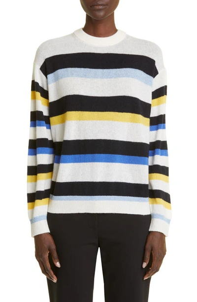 Lafayette 148 Stripe Cashmere Sweater In Navy Multi