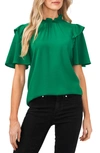 Cece Flutter Sleeve Blouse In Green