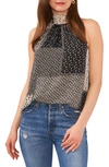 1.state Patchwork Floral Halter Neck Top In Rich Black